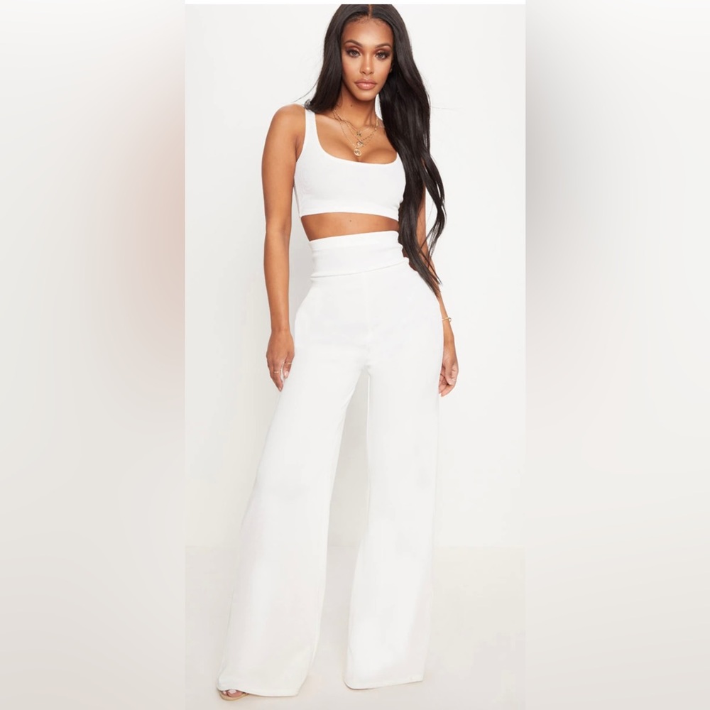 NWT Pretty Little Things Shape White Bandage Extreme‎ High Waist Wide Leg